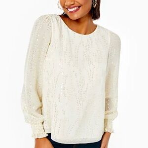 Lilly Pulitzer Idina Silk Cream Women's Top